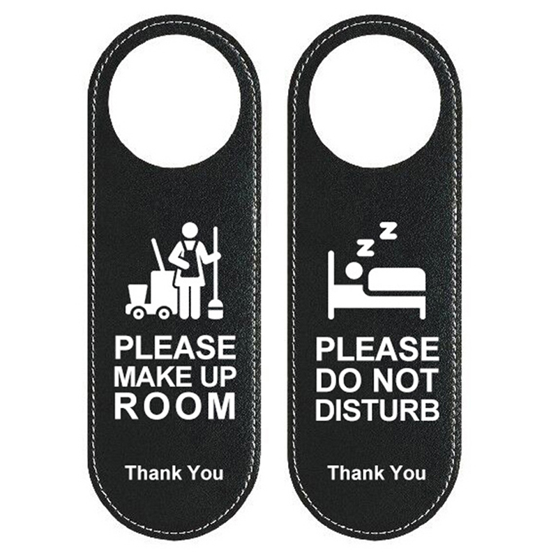 1PC Bulletin Board PU Leather Double-sided Door Sign Room Cleaning Label Door Hanger Tags Do Not Disturb Signs Door Knobs Hanger: apple green