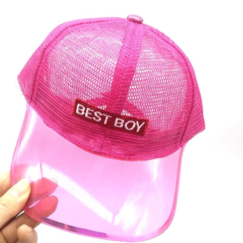 Europa amerika transparante borduurwerk kinderen baseball pet lente zomer plastic merk snapback mesh hoed voor jongens net pet: Rood / > 8y