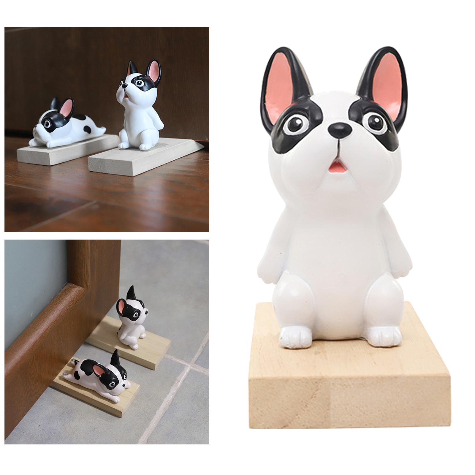 Bulldog Shape Door Stopper Doorways Slip Resistant Wood Base Wedge Door Stop for Baby Protection Home Office Decor Ornament: standing