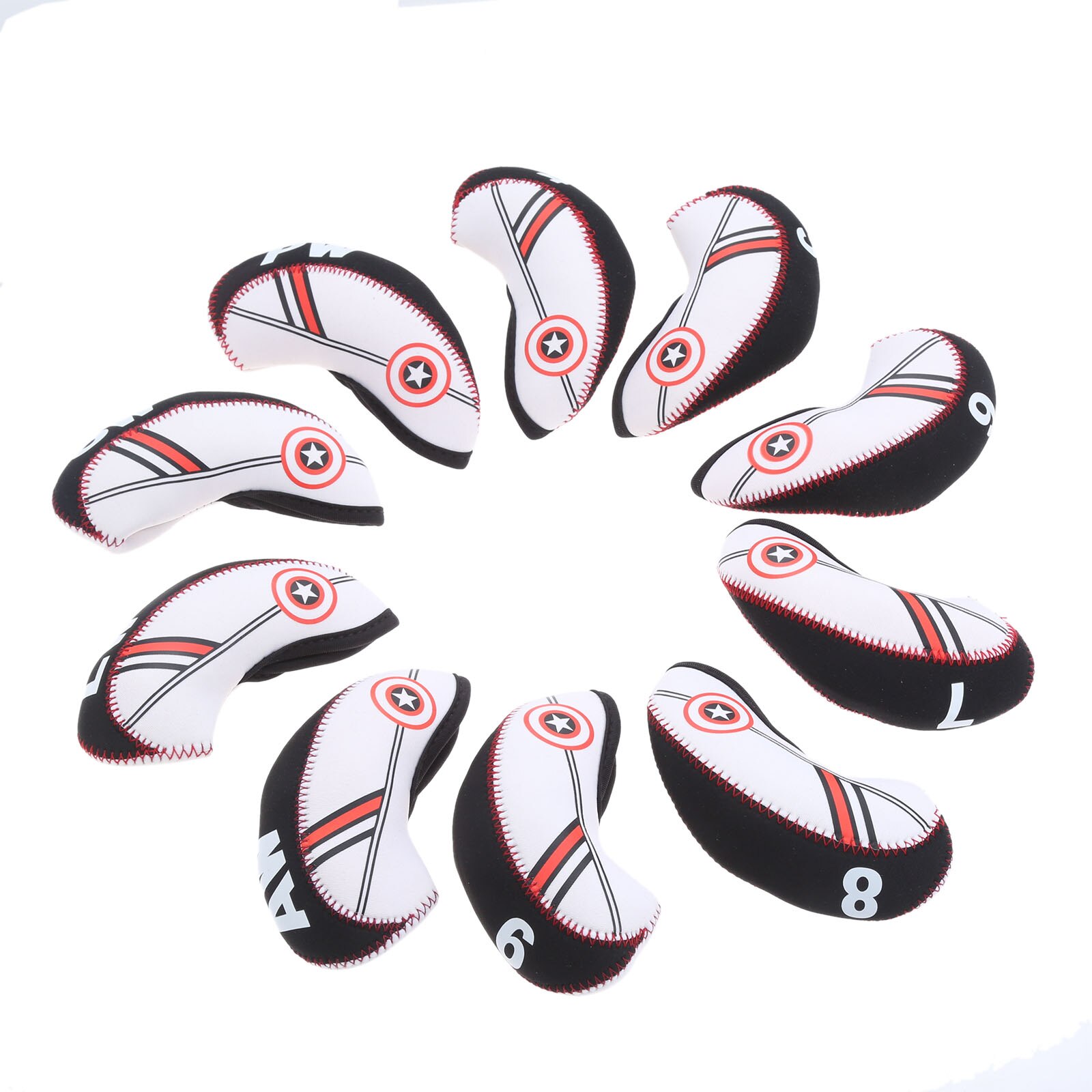 10 stk neopren golf klubb hode dekke sett ons / jern / putter headcover beskytter beskytte støvler sak golfspiller opplæring opplæring