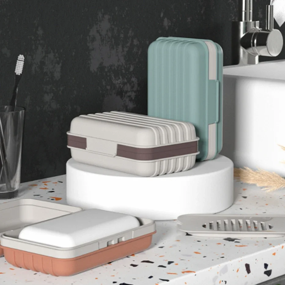 Jabonera de baño con tapa, caja de jabón de plástico para el hogar, mantiene el jabón seco, artículos esenciales de viaje, 2/3 Uds.