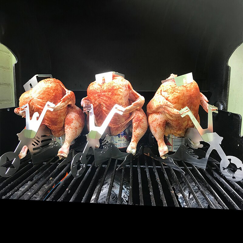Draagbare Kip Stand Bier Amerikaanse Motorfiets Bbq Rvs Rack Met Bril Indoor Outdoor Gebruik LAD3