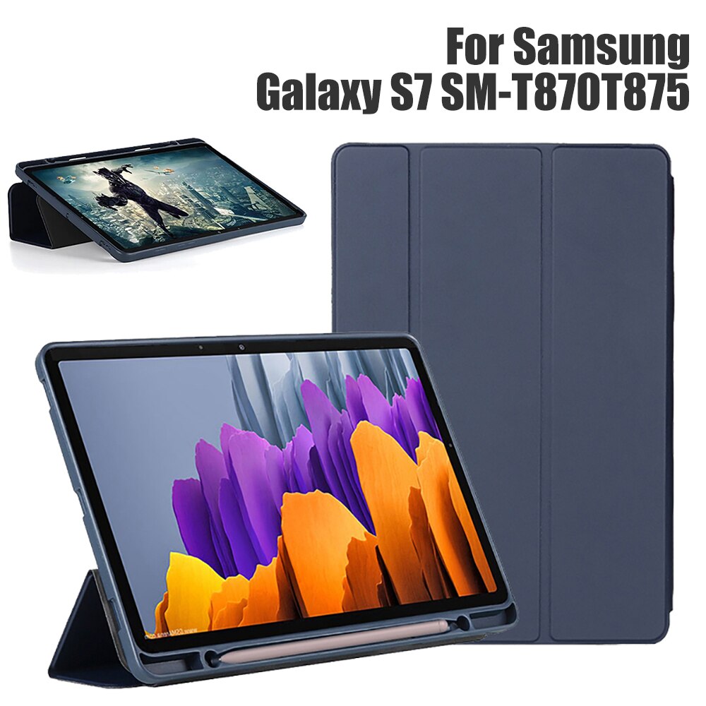 Case Voor Samsung Galaxy Tab S7 Plus SM-T970 T975 Galaxy Tab S7 T870 T875 Met Potlood Houder Cover Trifold Stand funda
