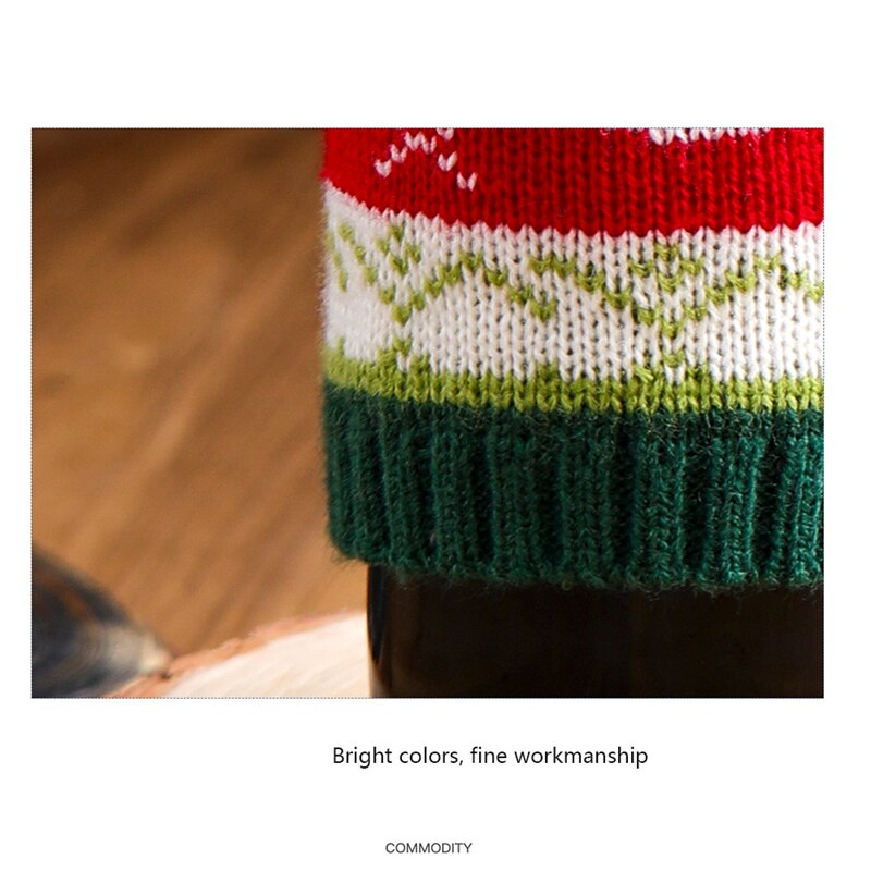 haar Ball Bogen Wein Flasche Hülse Elch Alten Mann Schneemann Gestrickte Rotwein Hülse Dekoration Ornamente