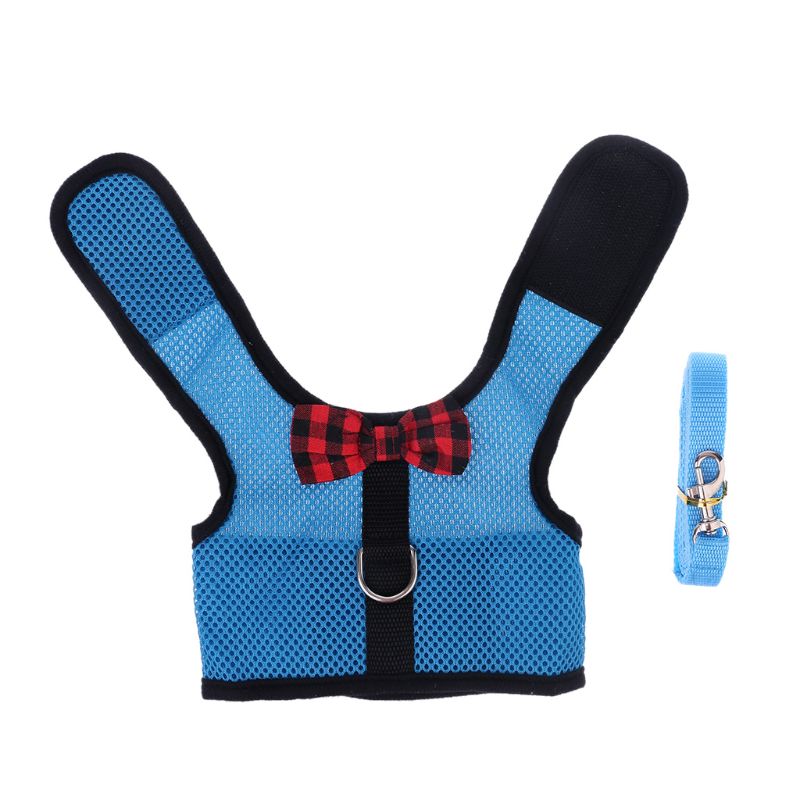 Konijn hamster harnas riemen set buitenlijnen kleine huisdier vest riemen pak: Blauw / S