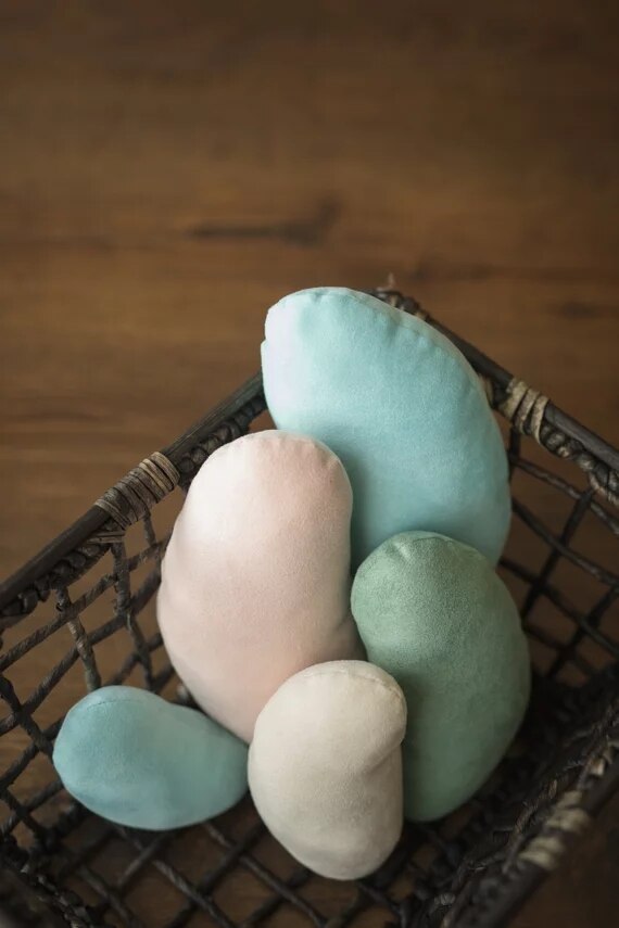 Baby foto prop nyfödda poserar bönor 5 st, konturerade poserar bönor kuddar, nyfödda poserar kuddar, nyfödda poserar böna
