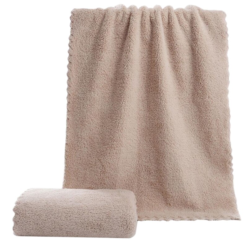 Soft Towel Dry Hair Water Absorbent Double-sided Coral Velvet Microfiber Towel Bath Washing Cleaning Bathing Tools Washcloth: brown
