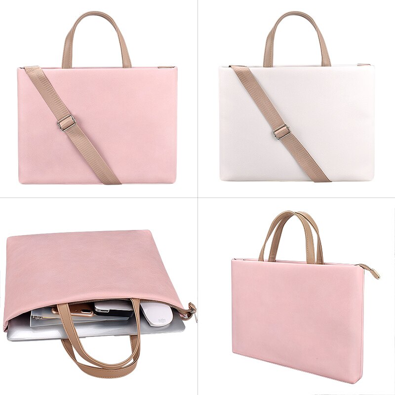 Bolsas de oficina de cuero sintético para mujer, cartera para ordenador portátil de 15,4 pulgadas, bolso de negocios