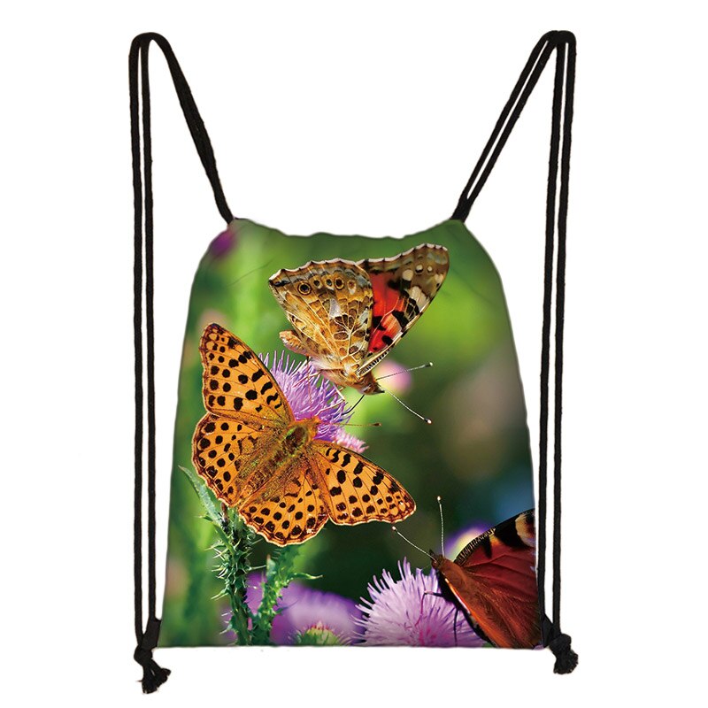 Beautiful Butterfly Women Drawstring Bag Men Storage Bag Teenager Boy Casual Backpack Travel Bags Bookbag Sack Bag: skdhd25