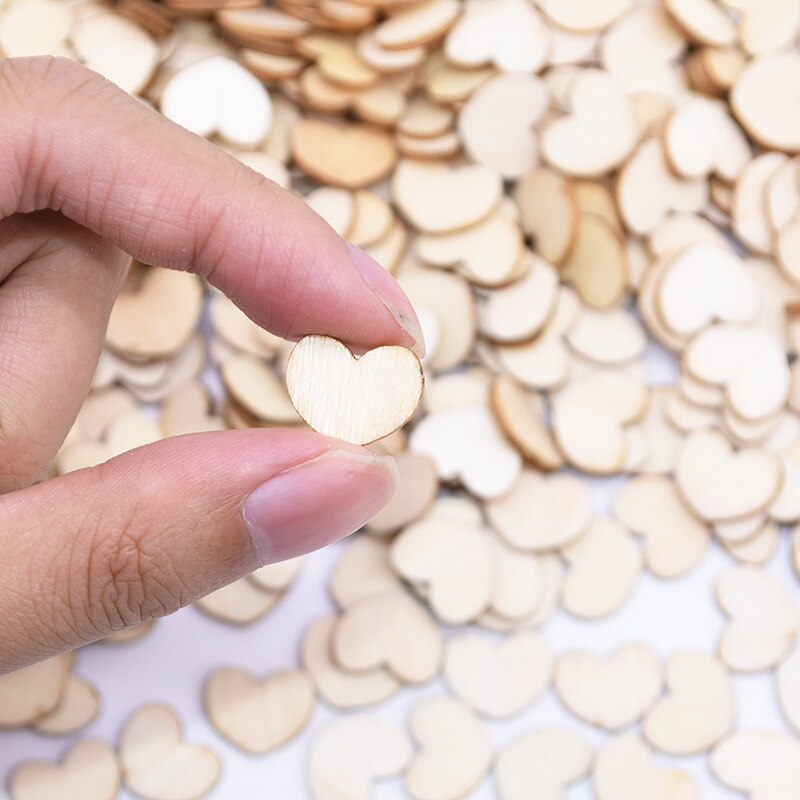 100/200pcs Mini Wooden Love Heart Table Scatter Wooden Decor DIY Wood Craft Accessories Home Wedding Party Favor Rustic Supplies