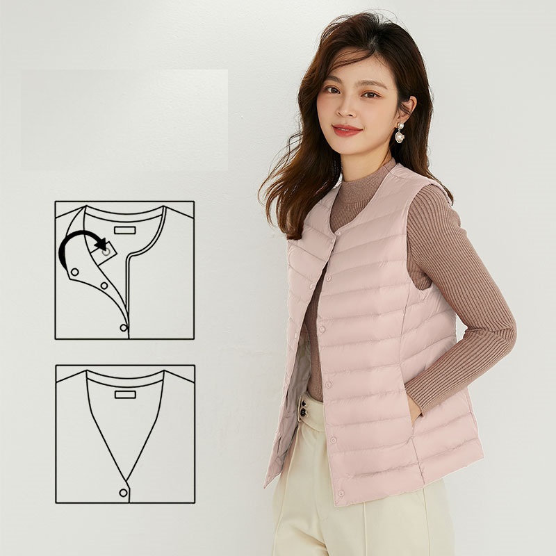 NewBang 90% Matt Fabric Women's Warm Vests Ultra Light Down Vest Women Waistcoat Lightweight Warm Sleeveless Winter Liner: S / Pink