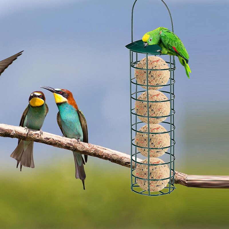 Green Outdoor Bird Feeder Hanging Net Portable Wild Bird Wire Ball Rack Product Park Garden Bird Feeder