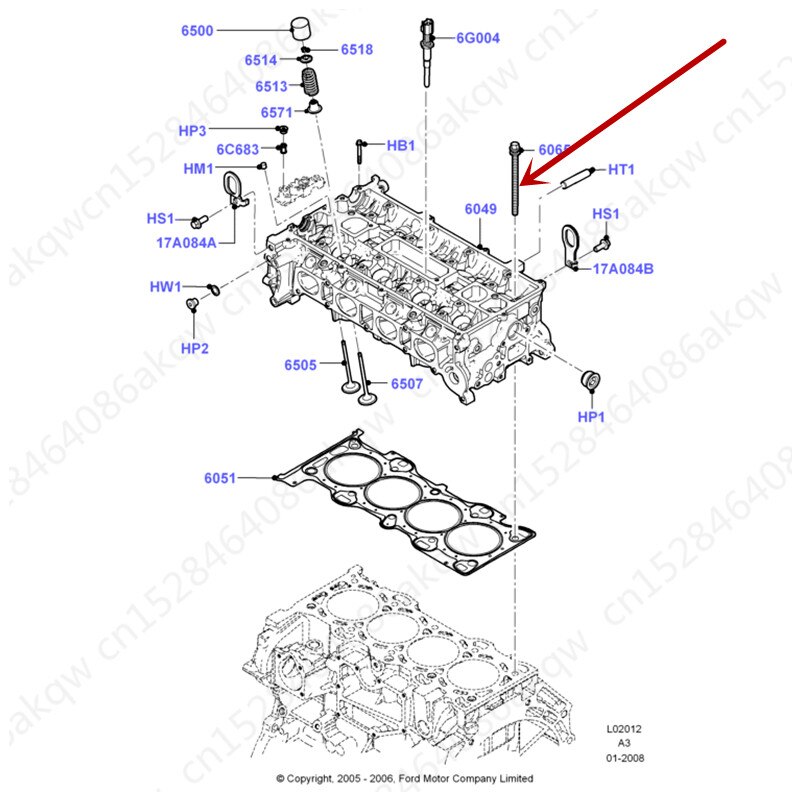 Cylinder head screw 2001Fo rdF oc us2012 Cylinder screw cap Screw cylinder Cylinder head Bolt screw cap Cylinder head screw cap
