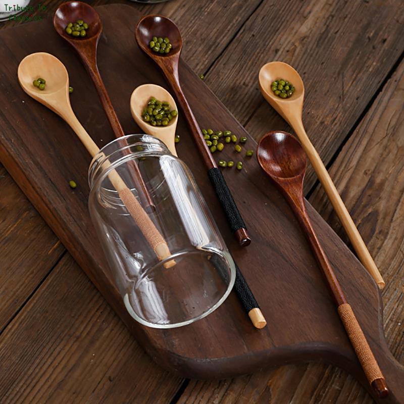 Kleine 1Pc Holz Tee Löffel Lange Kaffee Löffel Teelöffel Holz Honig Nachtisch Löffel Kaffee Trinken Rührer Teelöffel Geschirr