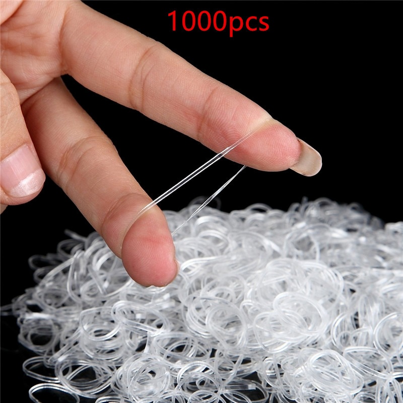 1000 unidades/pacote transparente cabelo elástico corda de borracha banda para as mulheres meninas amarrar rabo de cavalo titular acessórios ferramentas estilo do cabelo