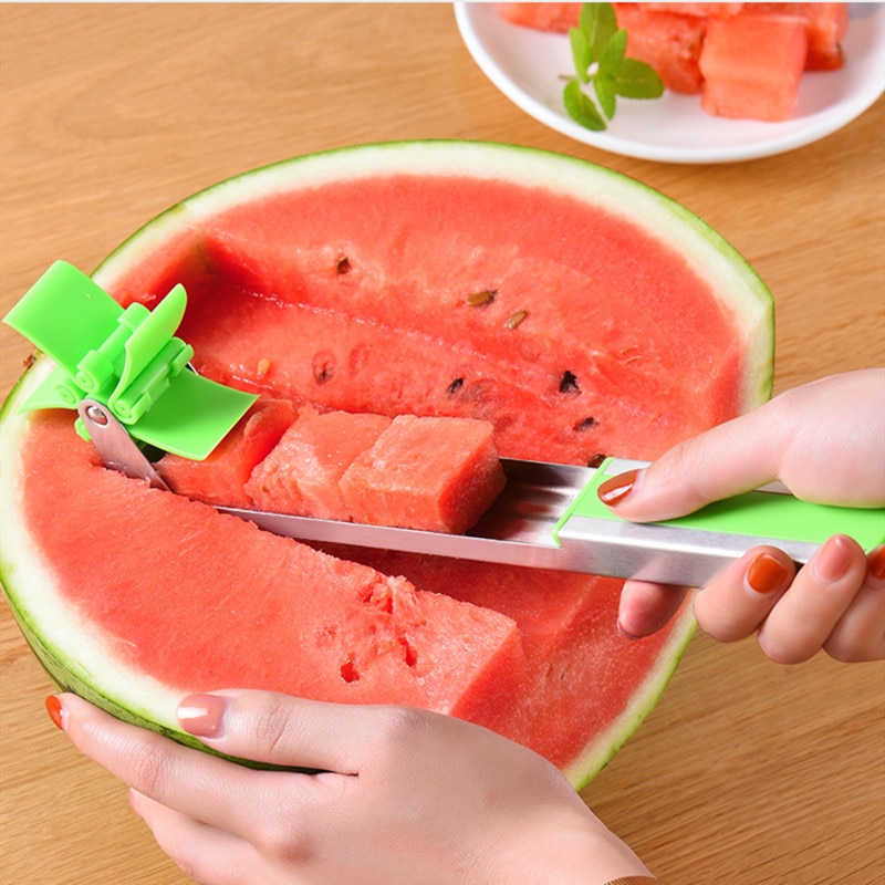 Watermeloen Cutter Multi Meloen Snijmachine Snijmachine Roestvrijstalen Huishoudelijke Windmolen Fruit Artefact Keuken Gereedschap
