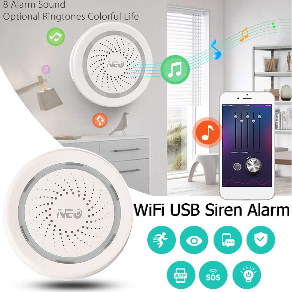 NEO WiFi USB Siren Alarm Sensor Smart Wireless USB... – Grandado