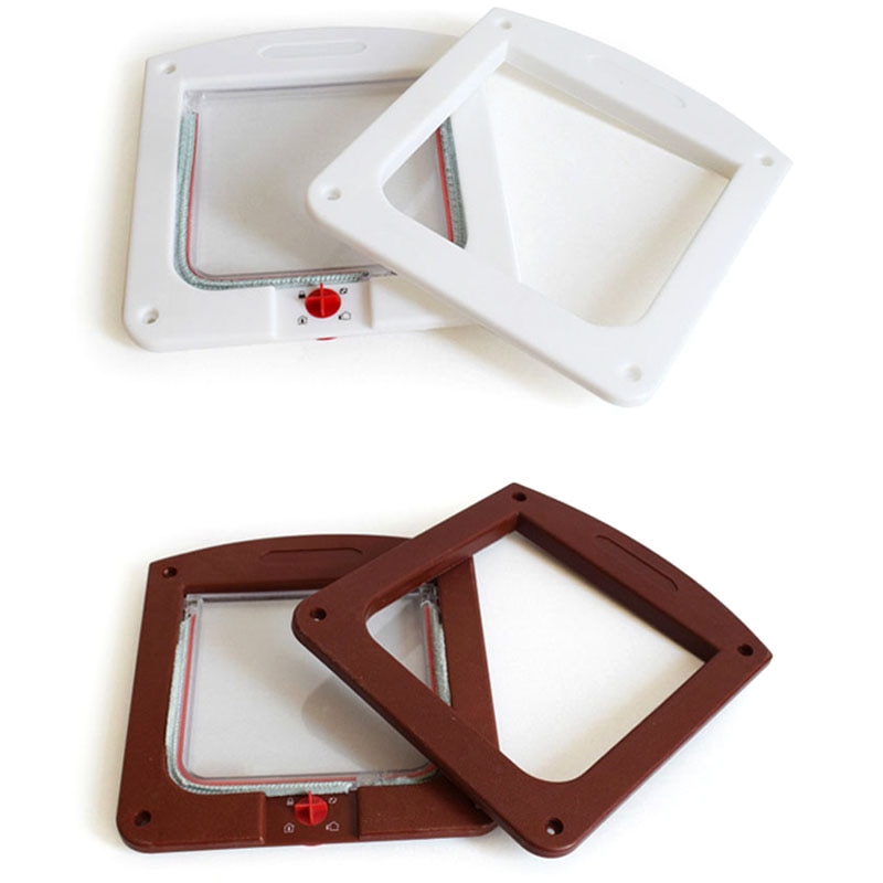 Intelligent Control 4 Way Pet Cat Puppy Dog Supplies Lock Lockable Safe Door White Brown Cat Gates for Small Dog Cat