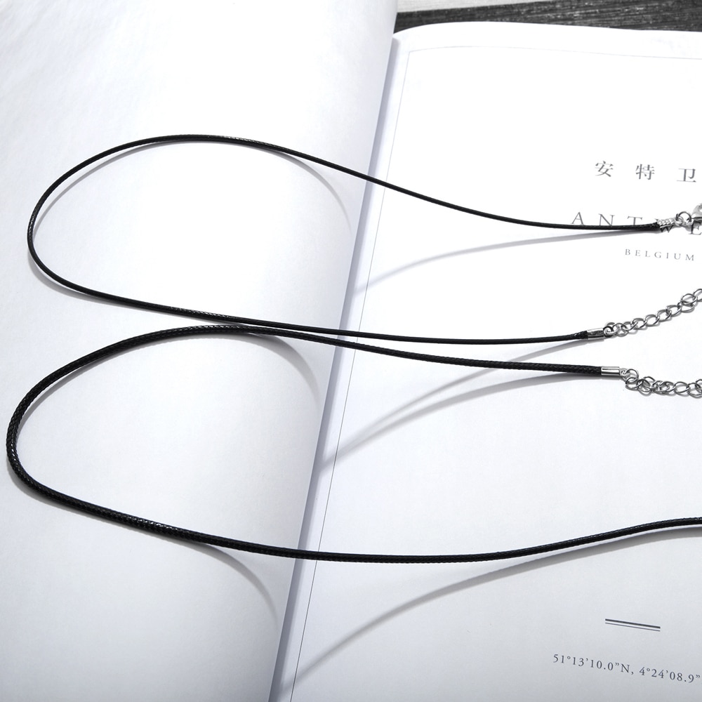 MNWT PU skórzany sznur smycz wisiorek stal nierdzewna Homar Zamek czarny moda mężczyźni/kobieta choker lina naszyjnik 1.4/1.5/2mm