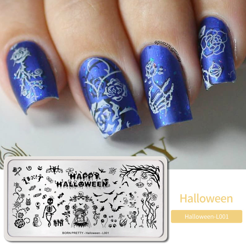 Noël saint valentin Halloween thème ongles estampage plaques timbre plaque modèle Nail Art arbre flocon de neige coeur Image: BP-H-L001