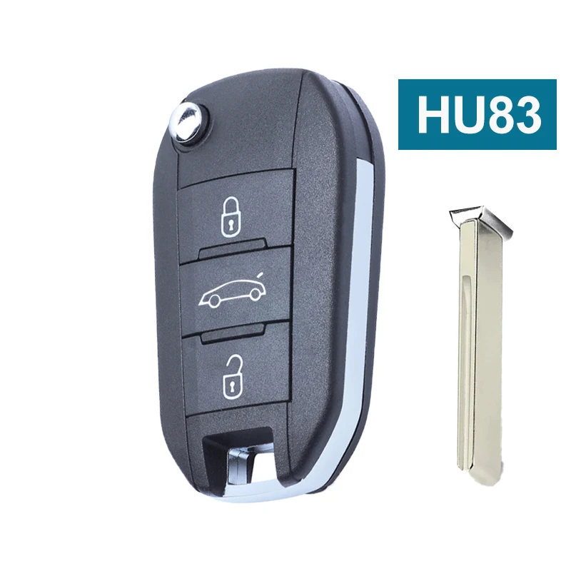 SUPERKEY 4A puce rabattable clé de voiture pliante à distance 433 MHZ HU83 VA2 lame pour Peugeot 308 4008 pour citroën Aircross C3 C4 C5 C6: WHITE / 4 boutons