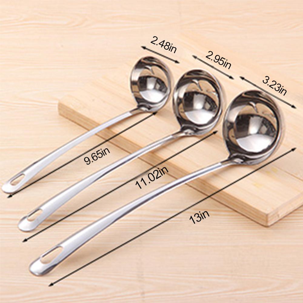 Cucharón grueso de acero inoxidable con mango largo, cuchara grande para sopa, útil, herramienta de cocina, utensilio para sopa, , 1 ud.