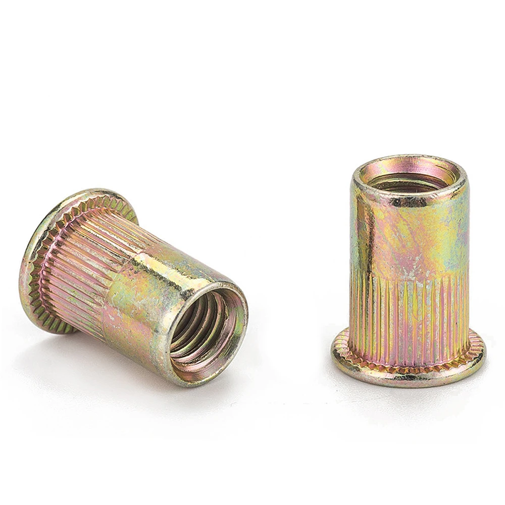 10/20/30/50Pcs M3 M4 M5 M6 M8 M10 M12 Zinc Plated Carbon Steel Rivnut Flat Head Threaded Rivet Insert Nutsert Cap Rivet Nut