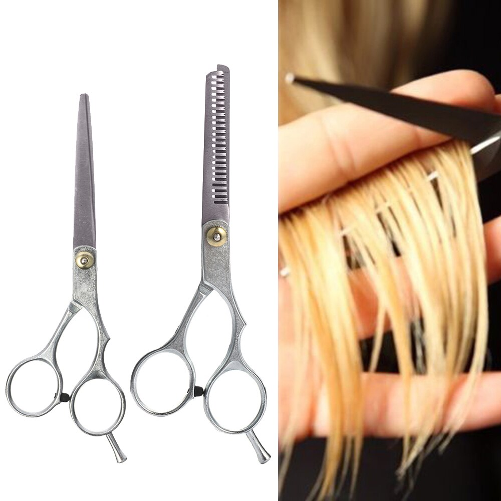 2 Stuks Professionele Haar Snijden Dunner Schaar Verwijderbare Vinger Rust Scharen Kapper Set Kappers Gereedschap