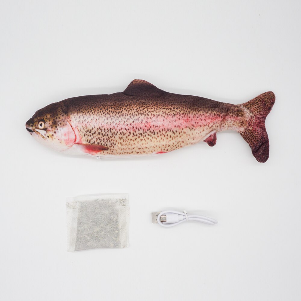 Jouets électroniques pour chats, poisson à l'herbe à chat, contrôle tactile, amusants, rechargeables, anti-stress, pour chats, chatons, chiens, produits pour animaux de compagnie: Truite arc-en-ciel