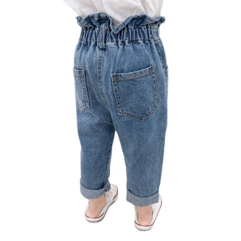 Cute 2-8Y Children Toddler Girls Casual Elastic Waist Jeans Denim Pants Summer Spring Bottoms Trousers Baggy jeans harem pants