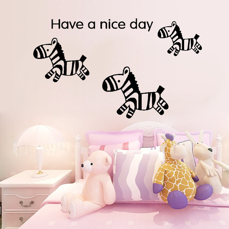 Cute little zebra wall stickers nursery stickers kids room decorative vinyl wall sticker for girls babies english indoor Y170647