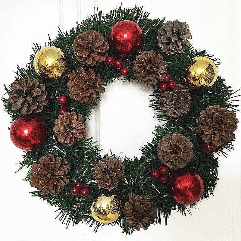 Christmas Wreath Artificial Green Leaf Wreath Front Door Boxwood Wreath Wall Wall Party Decoration