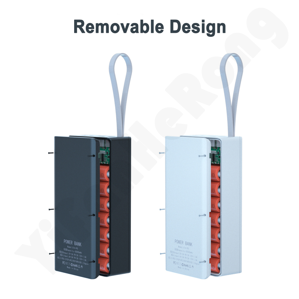 C14 18650 Batterij Houder Opladen Doos Pd Snelle Qi Draadloze Oplader Usb Type C Diy Power Bank Case 14*18650 Batterij Opbergdoos