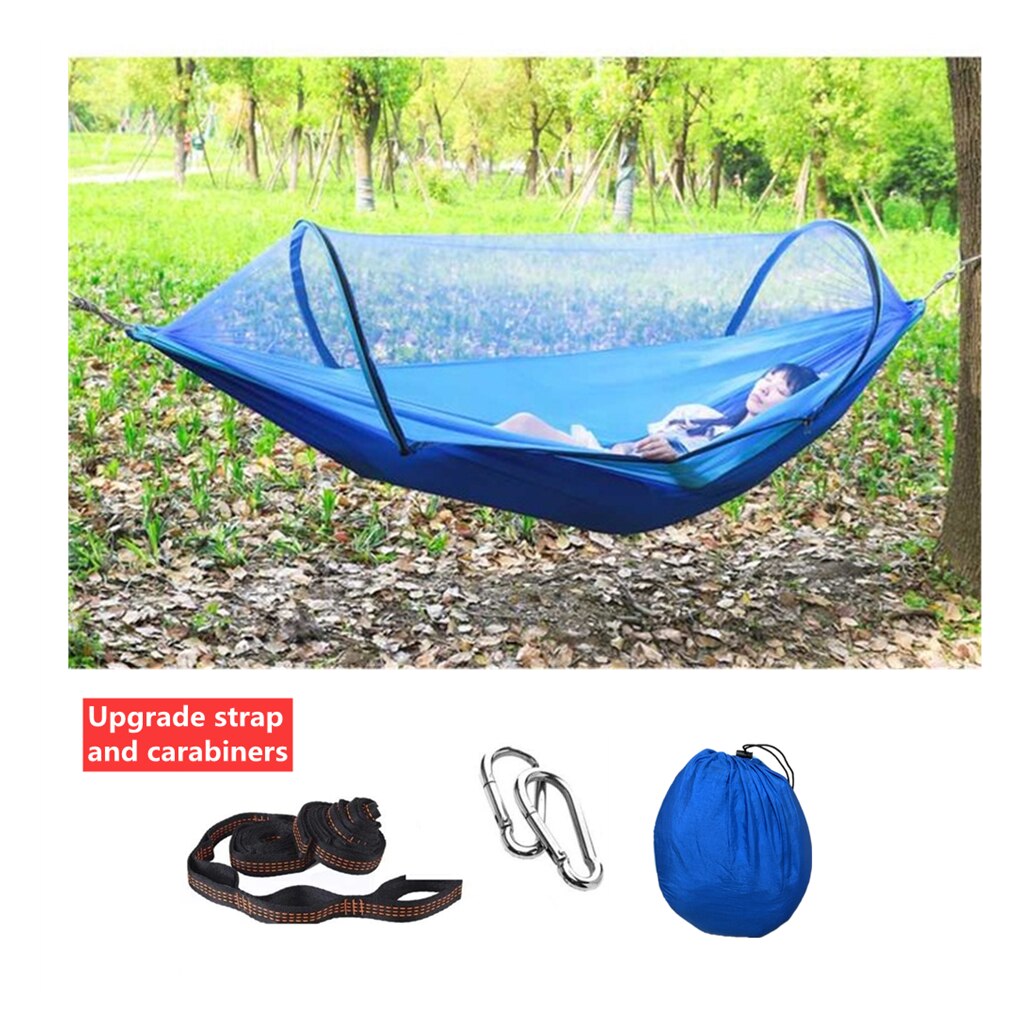 Amaca da campeggio con zanzariera pop-su luce amache per paracadute tutto'aperto portatili altalena amaca per dormire roba da campeggio: blu upgrade