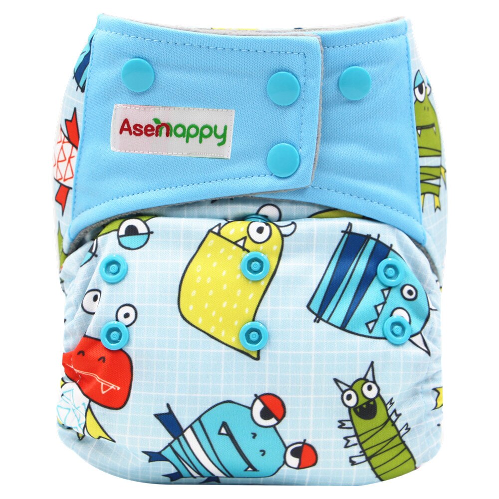 AIO-pañal de bebé con inserto para uso nocturno, pañal de tela impermeable, todo en uno, reutilizable, apto para bebés de 5 a 15KG, 1 Uds.: 032