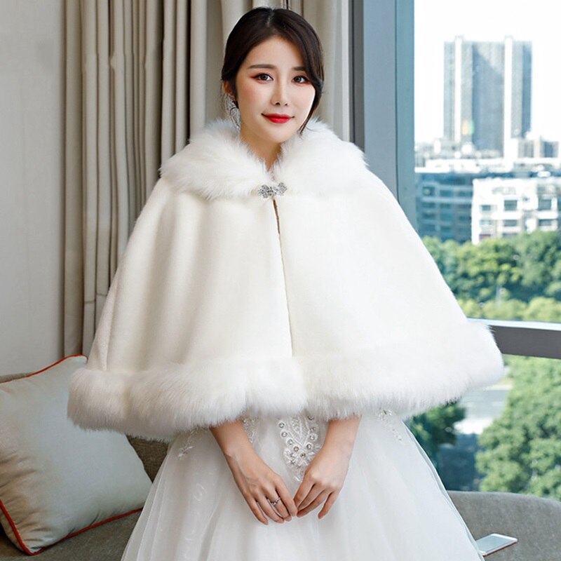 Winter Trouwjurk Cape Bont Faux Jas Sjaal Voor Vrouwen Bridal Party 2022