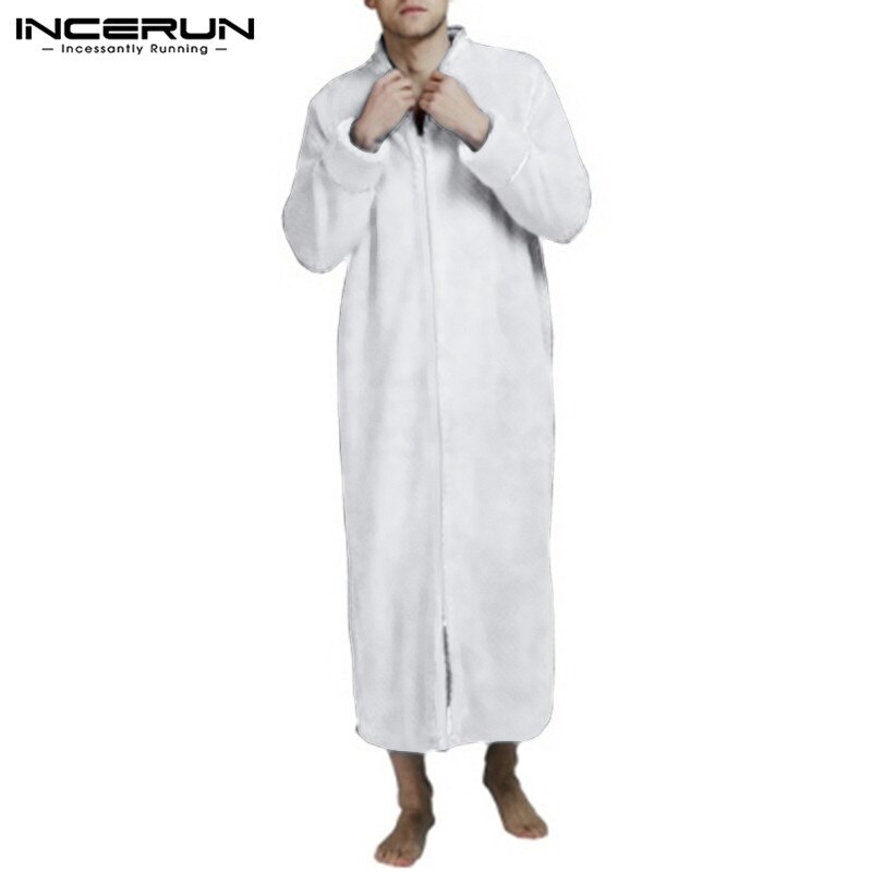 INCERUN Couple Flannel Home Clothes Soft and Comfort Long Pullover Bathrobe Pajamas Pullover Thermal Dressing Gown 5XL