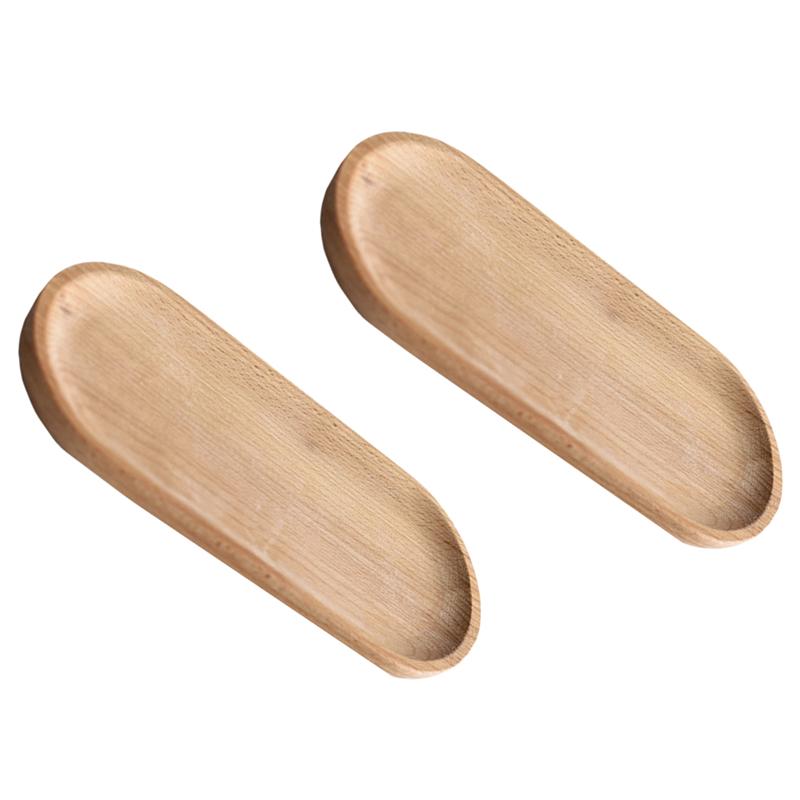 2Pcs Beech Wood Oval Tray Mini Dinne Plate Household Tableware For Home Shop Mini Solid Wood Dinner Plate kitchen Supplies