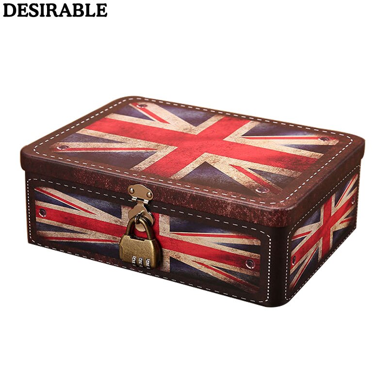 Large password lock Tin box jewelry card letter photo coin secret small souvenir storage box organizer printing metal case: b