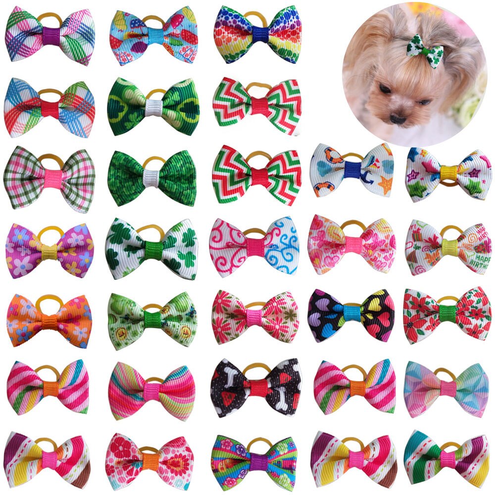 Accesorios para mascotas, lazos para el pelo de perro, bandas de goma, decoración para Collar de pelo de Mascota, accesorios para perro, 100 Uds.