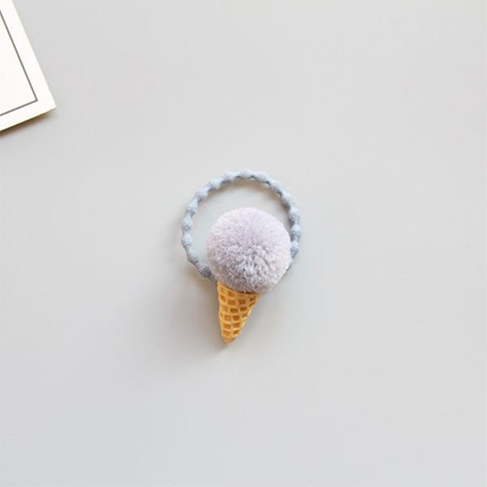 1PC Verstelbare Elastische Ijs Paardenstaart Houder voor Meisjes Kids Faux Fur Pom Hair Ties Snoep Kleuren Rubber bands
