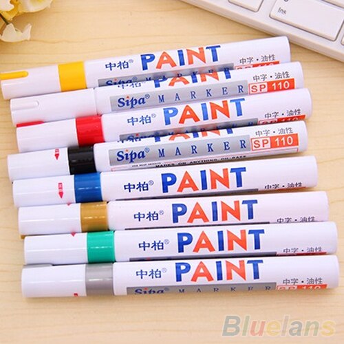 Stylo marqueur de peinture Permanent | Pneu de voiture étanche 12 couleurs, bande de roulement en caoutchouc, stylo de peinture Permanent en métal