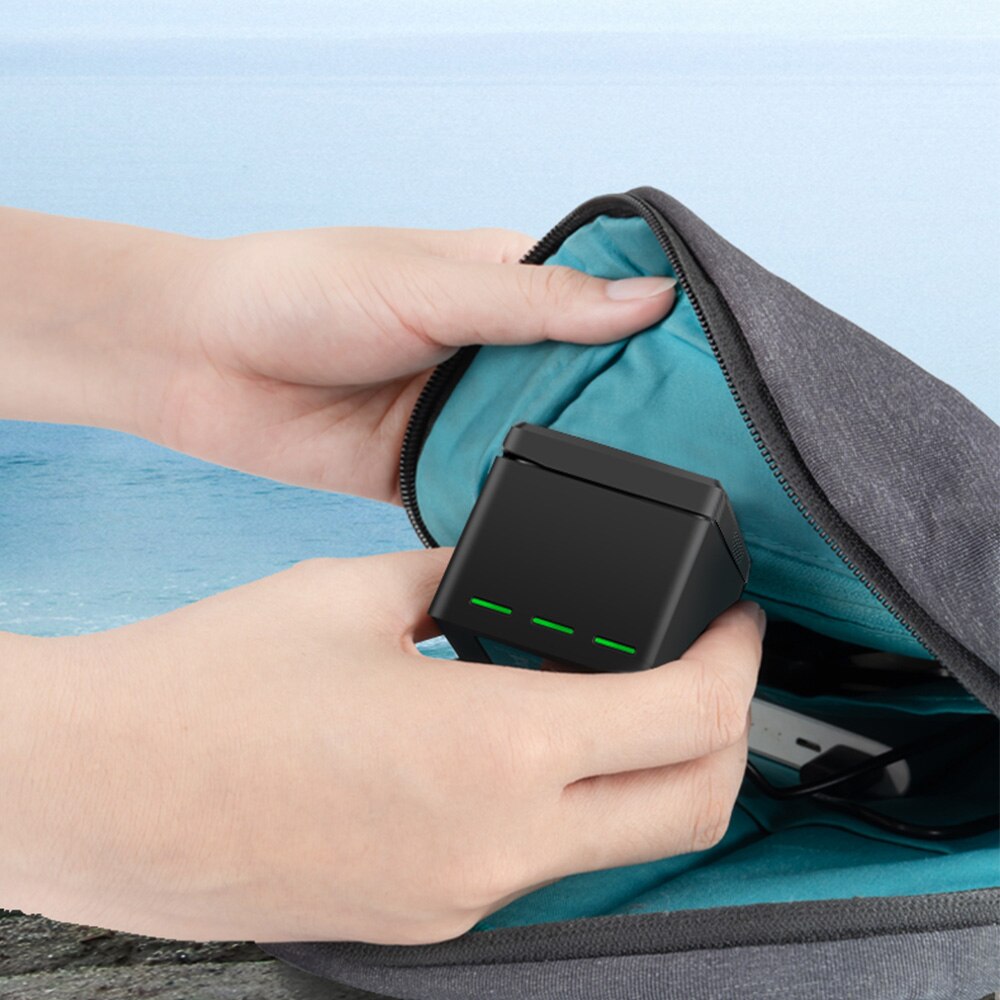 TELESIN 1300mAh Battery + 3 Slots Battery Storage Smart Charger TF Card Storage Box for DJI Osmo Action Camera Accessories