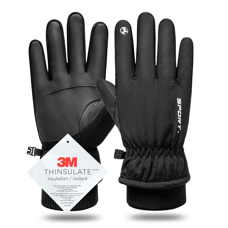 Guanti e guanti da sci da uomo invernali riscaldati in pelle da motociclista impermeabili termici riscaldati in pelle da donna accessori da sci: Q9078 nero / XL