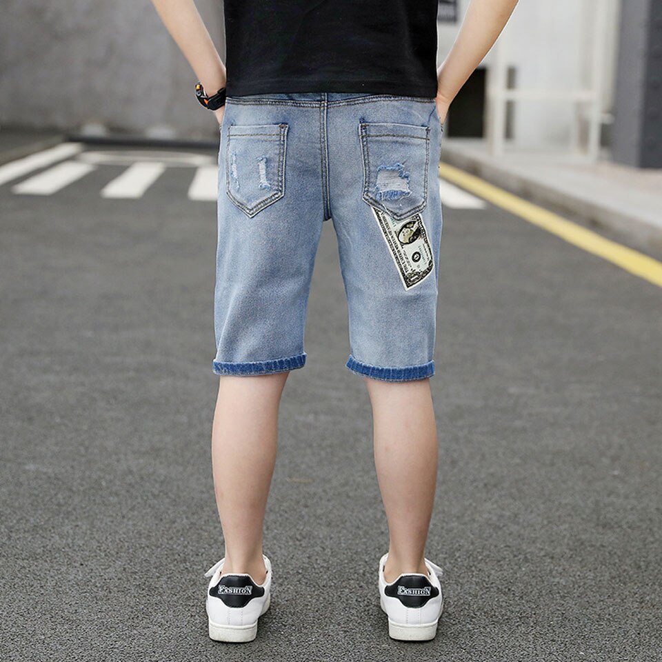 Nyeste sommer afslappet stil baby drenge shorts barn midje drenge shorts jeans alder for teenagere 4 6 8 10 12 13 år gammel
