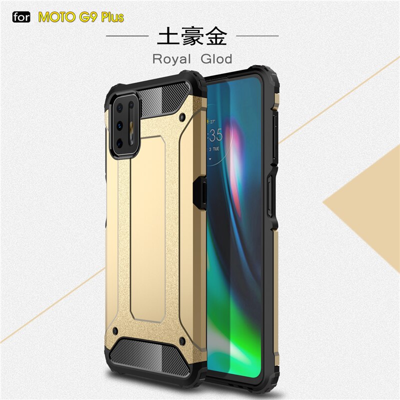 Case For Motorola Moto G9 Plus Case Bumper Anti-knock TPU+PC Hybrid Armor Cover For Motorola G9 Plus Phone Case For Moto G9 Plus: Moto G9 Play(Moto G9 / Gold