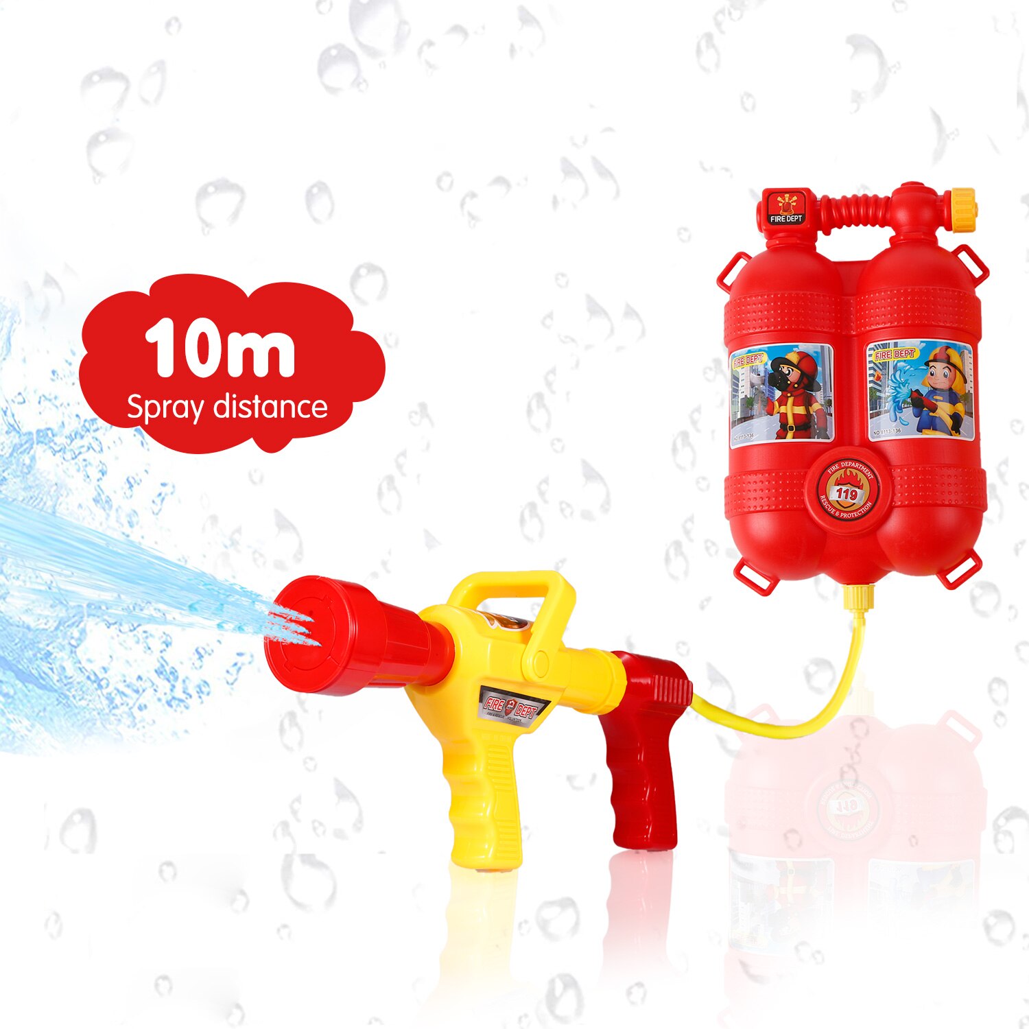 Fireman Toys Backpack Water Spraying Toy Extinguisher with Nozzle and Tank Set Children Outdoor Water Beach Toy for Kids