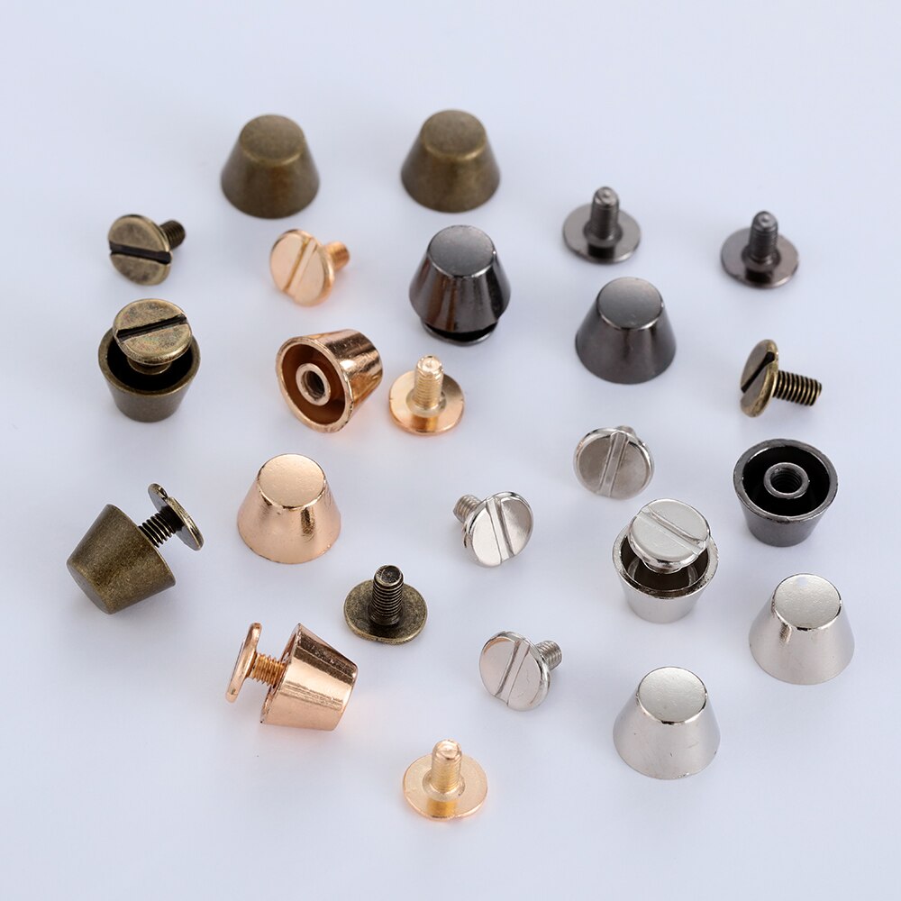 10 juegos de remaches traseros de tornillo de 10mm/12mm, tachuelas metálicas en forma de cubo, tachuelas de uñas para ropa, artesanía de cuero, bricolaje, cinturón, BILLETERA, piezas de decoración
