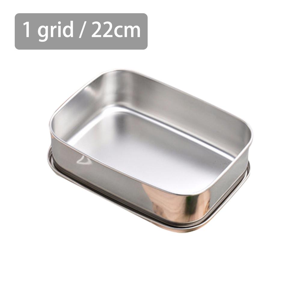 Rvs Lunchbox Gratis Brood Box Flexibele Scheiding Metalen Lunch Case Duurzame Geschikt Voor Wandelen School Kinderen: 22cm