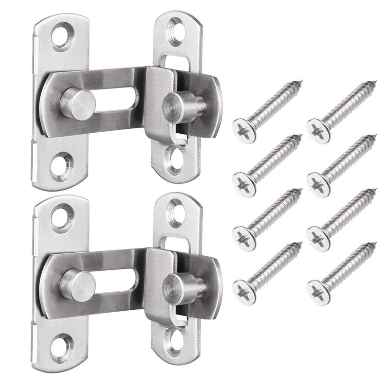 2 Pcs 90 Degree Right Angle Door Latch Hasp Bending Latch Buckle Bolt Sliding Lock Barrel Bolt for Doors and Window: Default Title